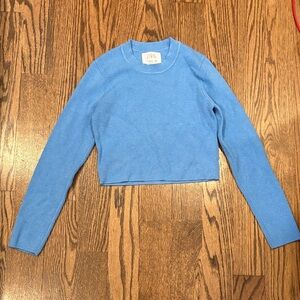 Zara Sky Blue Long Sleeve Kids Cropped Sweater